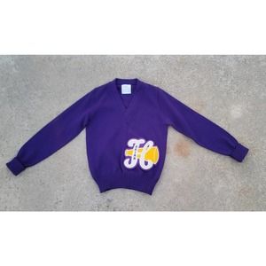 Vtg V-neck Varsity Letterman Sweater Large Cheer Patch